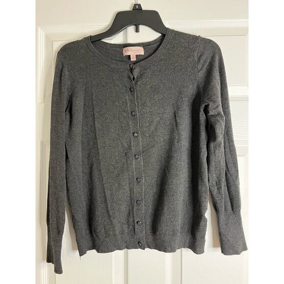 Philosophy Dark Academia Cardigan Sweater Women Medium Grandma Cottage Core - Picture 1 of 12